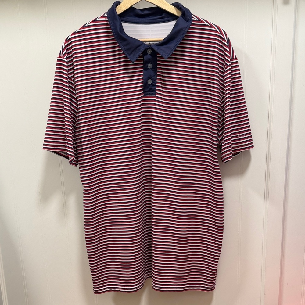 OFG Americana Golf Striped Polo Shirt in Red, White & Blue